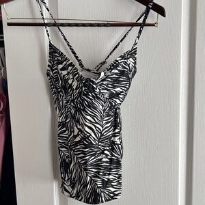 Athleta Zebra Print Tankini Top